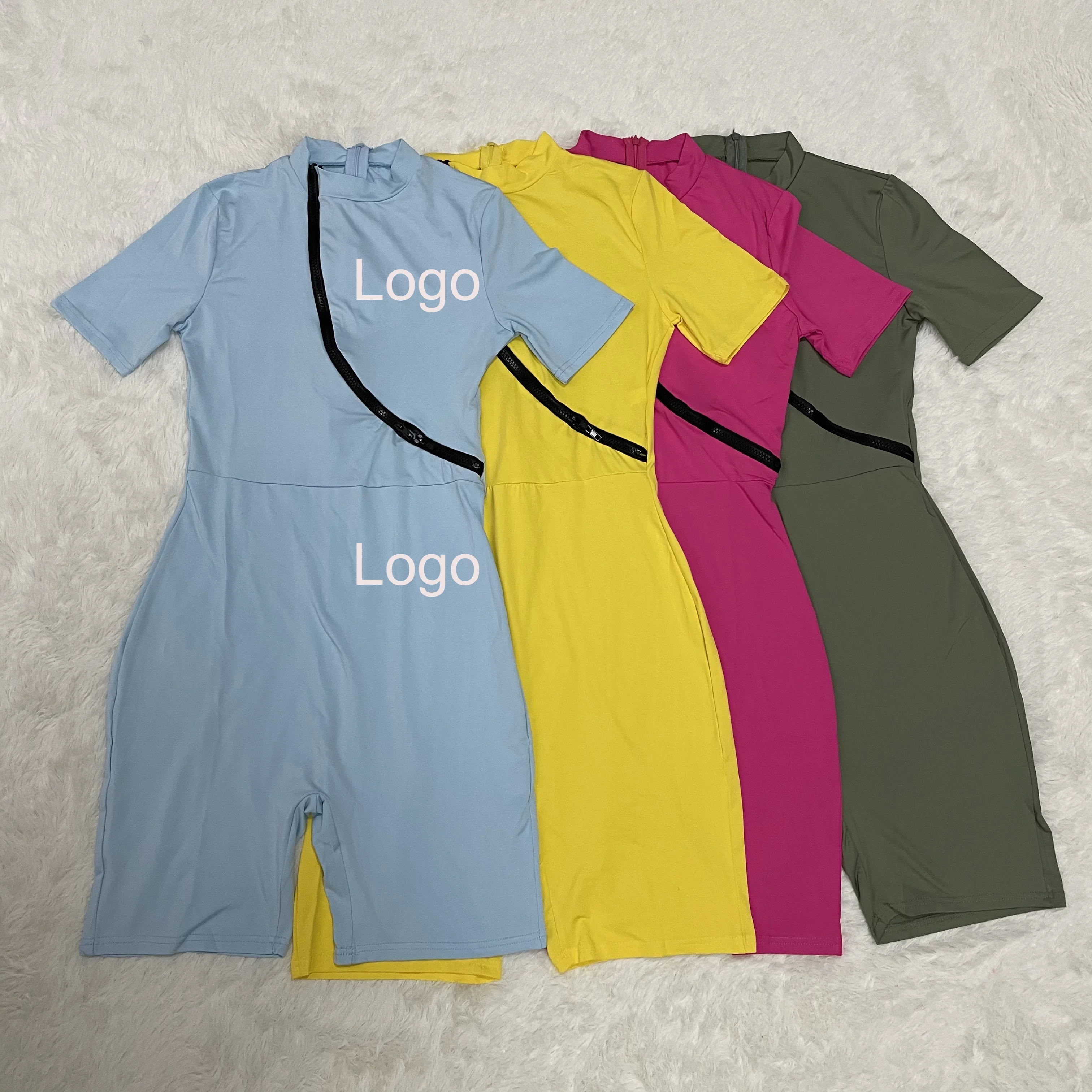 

Wholesale Casual Fashion Sexy Zipper Short Sleeves Shorts Jumpsuit and Rompers One Piece Jumpsuits Summer Women Clothing, Picture