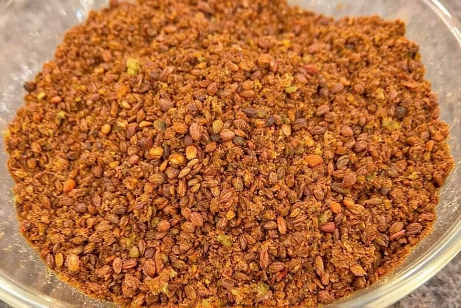 Mixed spices on kitchen counter