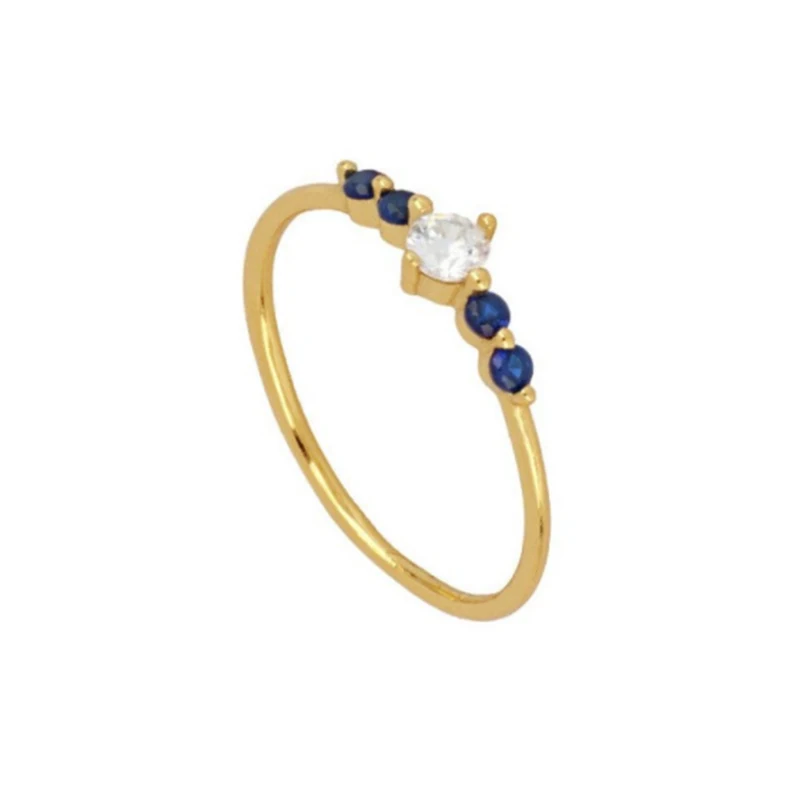 

S925 sterling silver cross-border hot style fashionable color zircon ring