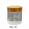 250ml clear PET cream jar with eco natural bamboo screw cap 8oz wooden lid plastic bottle for storage tin