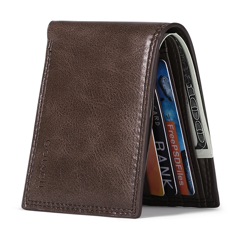

Mens Slim Front Pocket Wallet ID Window Card Case with RFID Blocking