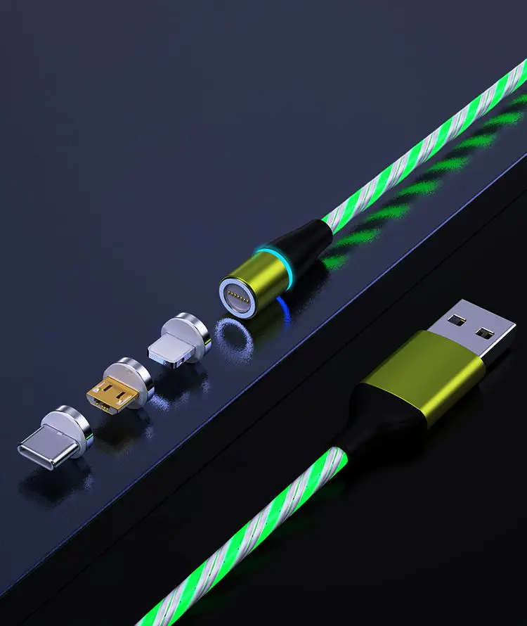Magnetic USB Charger 1M 3 in 1 USB Charging Data LED Metal Micro USB 6.6ft cable charging for iphone/android - ANKUX.COM