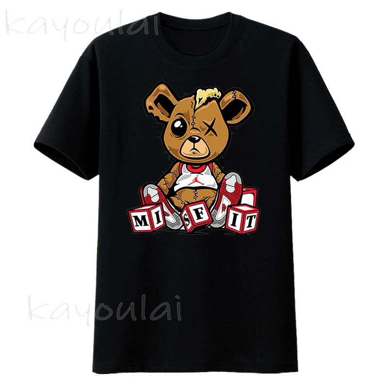 

Wholesale T Shirt Adult Unisex Cute Teddy Print T Shirt Men Fashion Streetwear Graphic Mens Clothing