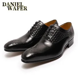 Men Hand dyed Lace-up Genuine Leather Oxford Shoes Casual Business Dress shoes For Wedding Party Office Fashion Shoes