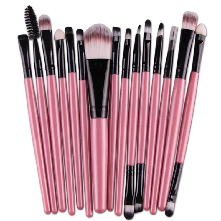 

15 Pcs Makeup Brushes Set Foundation Eye Shadow Eyebrow Eyeline Lip Brushes Blending Cosmetics Beauty Tools Christmas Kit, Pink/black/white/as your required