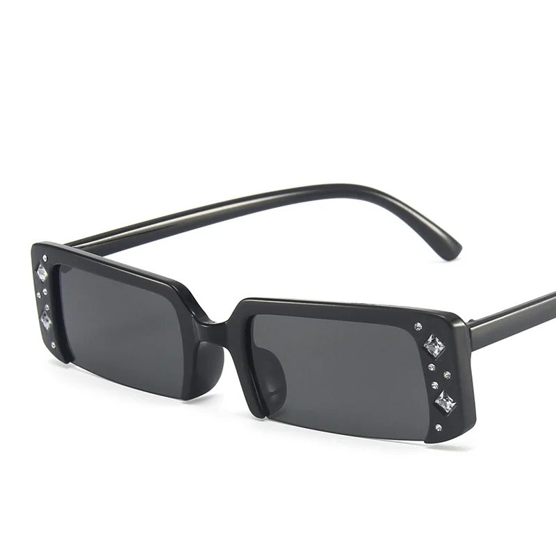 

Classic Retro Diamond Decoration Square Half Frame Shades Sunglasses 13027 Fashion Sunglasses Women UV400 Protection CE PC 28 Mm