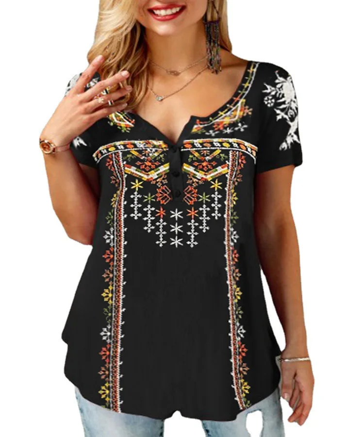 

2021 summer fashion hot sale plus size women's clothing Positioning printing loose round neck short sleeve T-shirt