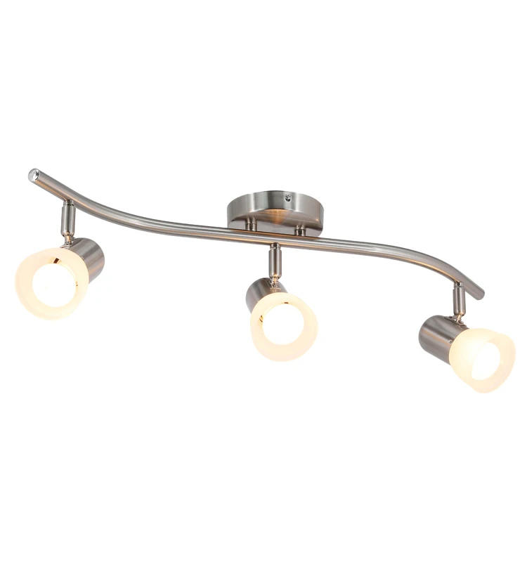 Modern Ceiling Light Bar, 3 Light Brushed Nickel Wave Track Lighting for Kitchen & Dining Room