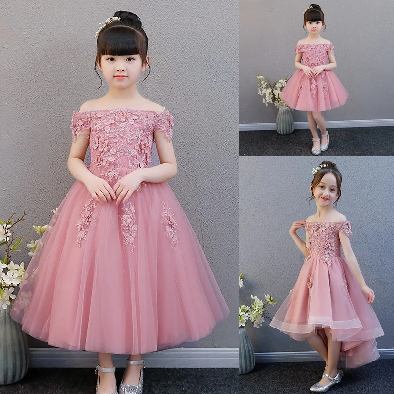 
Flower Girl Dress 2019 Summer Girls Evening Party Dress Fluffy Pony Piano Performance Princess Wedding Dress for girls 