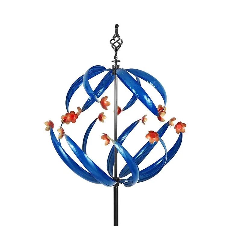 

CAD Design Large Metal Blue Kinetic 3D Wind Spinner Sculpture with Lawn Stake