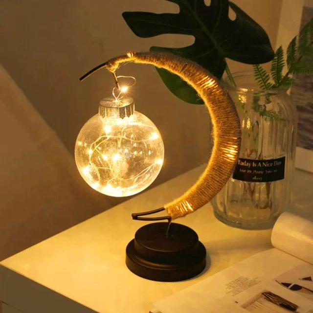 

Lampara Luna 3D Lunar Lamp Blue Star Twinkle Enchanted Half Rattan Ball String Lights Christmas Night Led Moon Light
