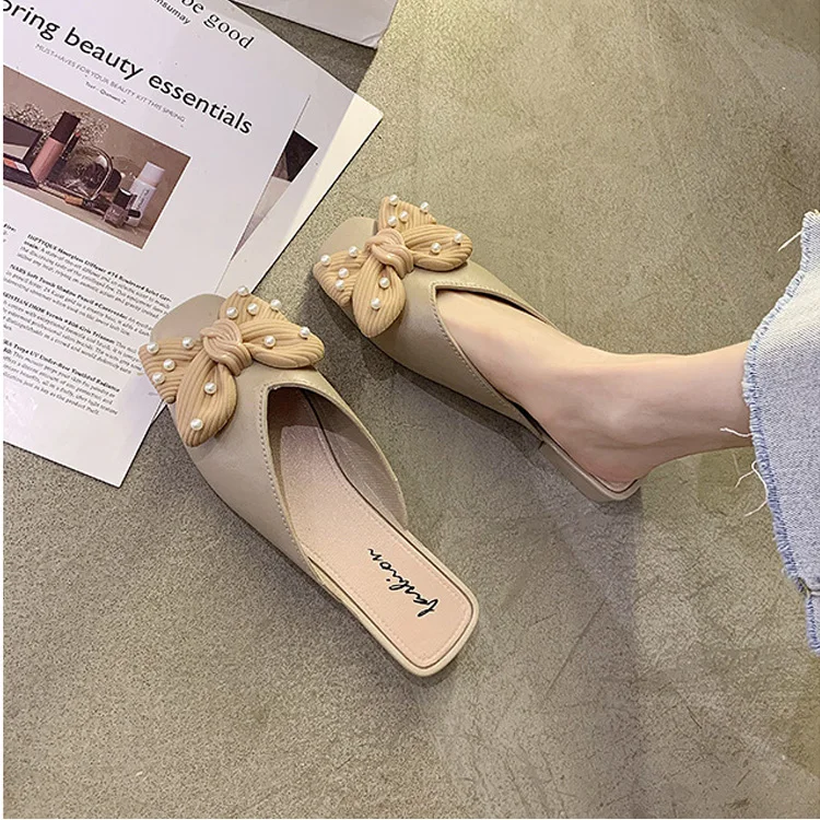 

New style ladies sandals womens summer cheap pearl slippers hot sale in hot style fashion casual slides, As the pictures show