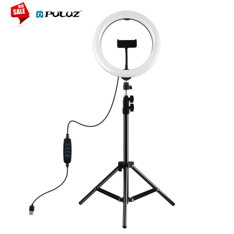 

PULUZ Top Selling aro de luz 10 inch LED Selfie Ring Light + 1.1m Tripod Stand Photography Vlogging Video Light Kit