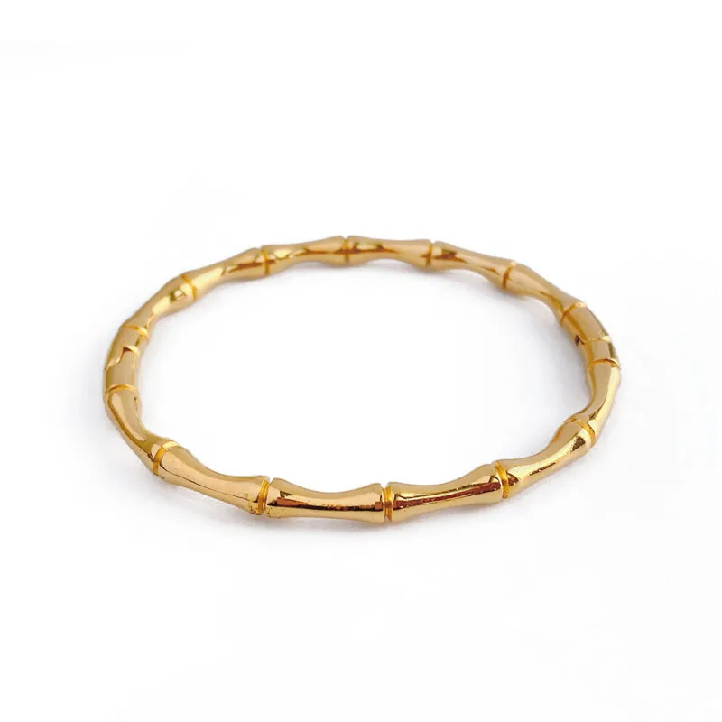 

Luxury Bamboo Snap Bracelet Stainless Steel 18k Gold Plated Bangles Girls Bracelets Jewely