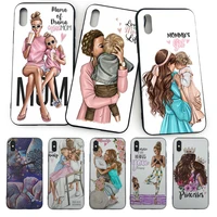 

Princess Black Brown Hair Baby Mom Girl Queen Phone Case for Apple iPhone Case 7 8 6 6S Plus 5 5S SE X XS MAX 11