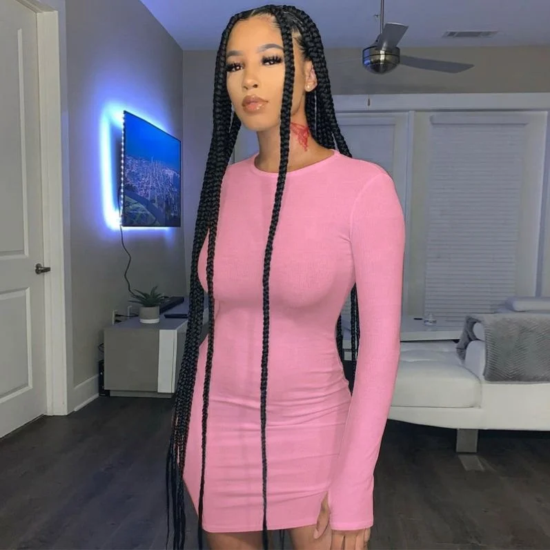 

Ladies Long Sleeve Gl-Ove Slim Dress Women Sexy Dress ., Shown