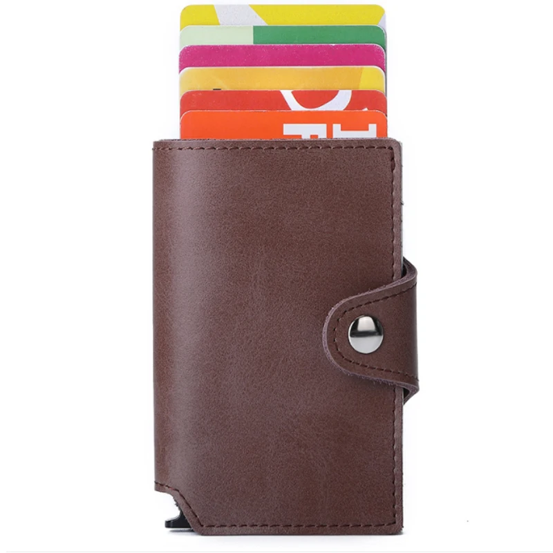 

RTS Aluminum metal RFID box pop up ID bank credit business card holder 3 fold wallet, Black, blue, red... ...