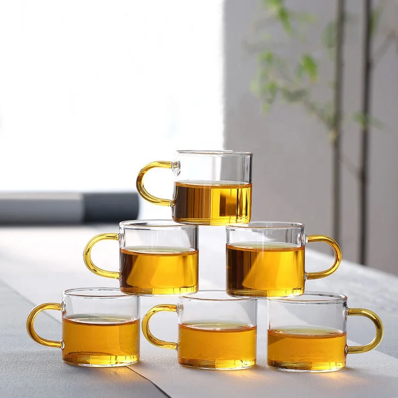 

Small capacity high borosilicate transparent glass cup with handle