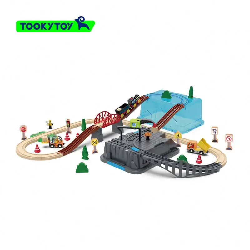 

Children's puzzle rail car toy building blocks early education enlightenment toy train rail town transportation storage set