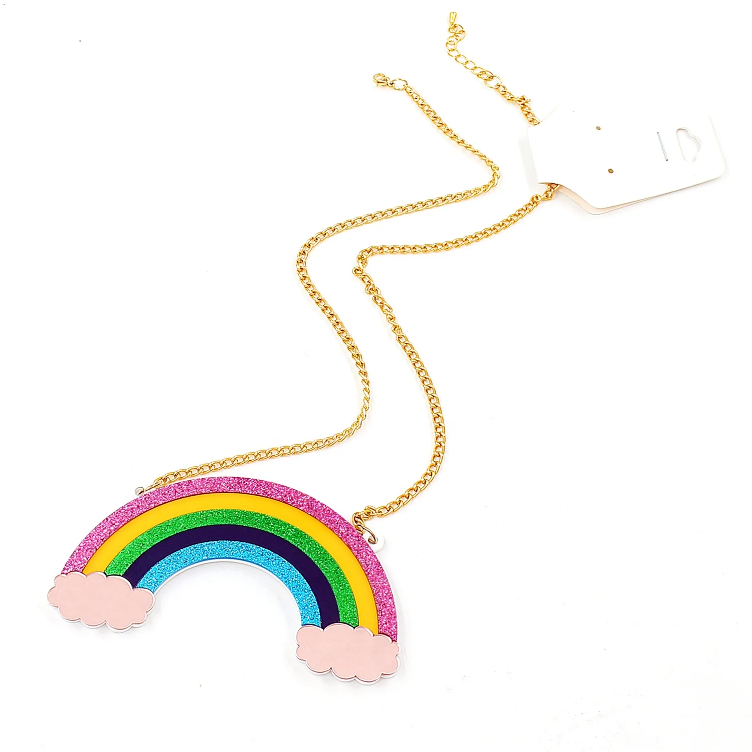 

NC001 Rainbow Necklace Mirror Glitter Rainbow Jewelry Acrylic Necklace, Picture