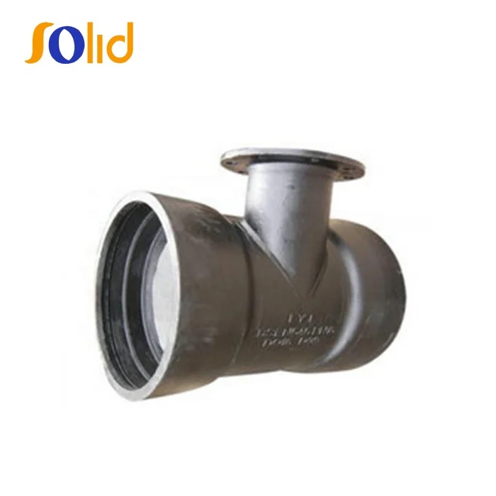 Water Line Ductile Iron Fittings Double Socket Level Invert Tee With Flange