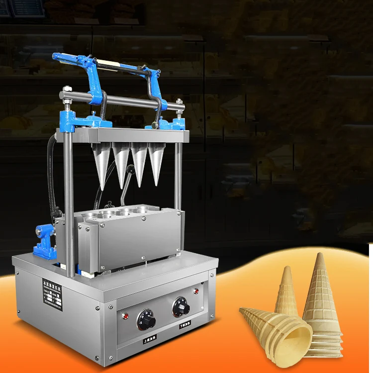 4 Head Egg Ice Cream Cone Automatic Icecream Cone Maker Rolled Sugar Machine Edible Waffle Cup
