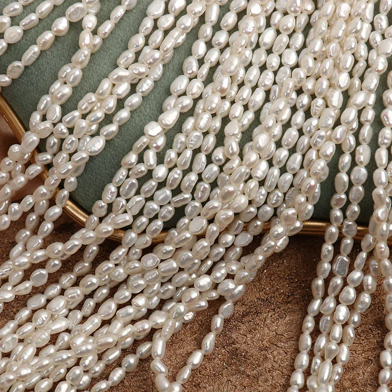 

Wholesale Natural Freshwater 4-4.5mm Pearls Bracelet Accessories Loose Rice Beads Pearl Necklace Accessories