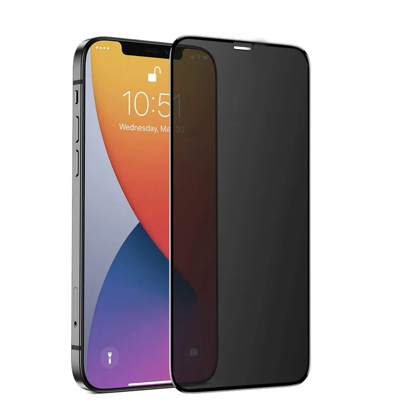 

VCAN 2022 3D Full Cover Silk Print Anti Spy Privacy Tempered Glass Screen Protector For iPhone 13 Pro Max, Black