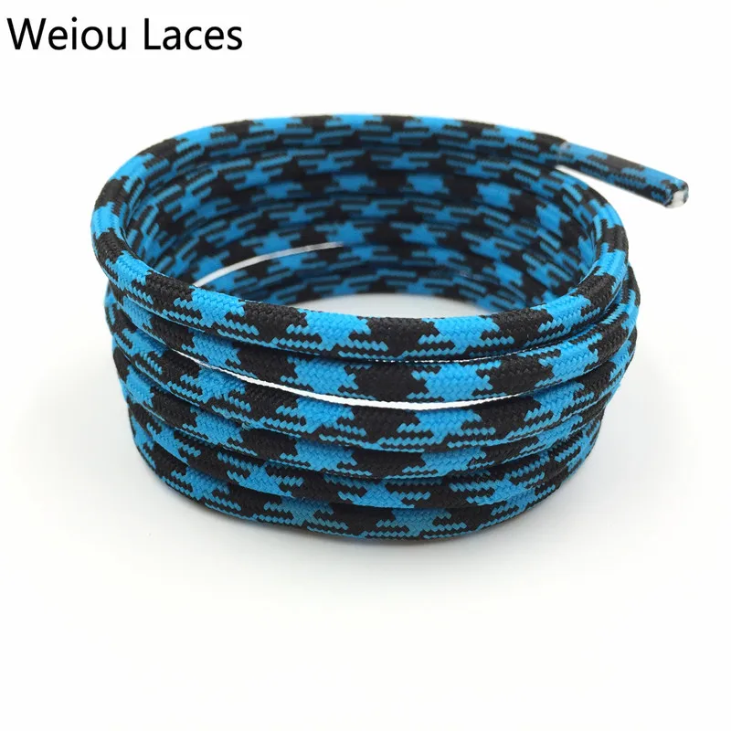 

Weiou company Blue-Black Round polyester shoelaces for sports shoes sneakers custom color and length, Bottom inside color + match outside color