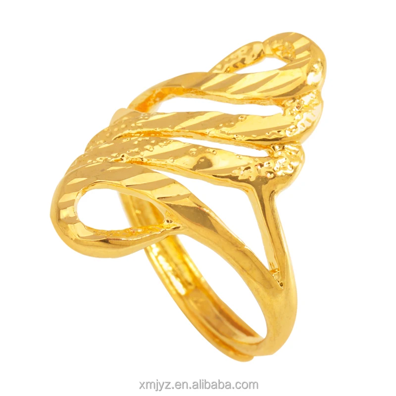 

New Product Brass Gold-Plated Open Hollow Striped Ring Women Niche Design Sense Geometric Ring Jewelry Wholesale