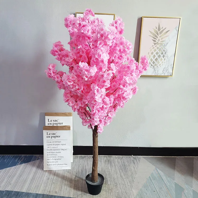 

150cm plastic cheap fake pink flower sakura plant party table wedding small bonsai artificial cherry blossom tree centerpieces, Pink white