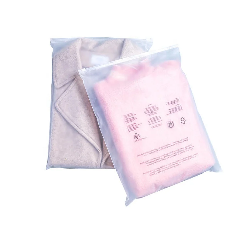 

Bags Color Logo CPE Frosty Matte Plastic Printing Pink Apparel Packing Clothes LDPE Offset Printing Bag with Valve Zipper Top