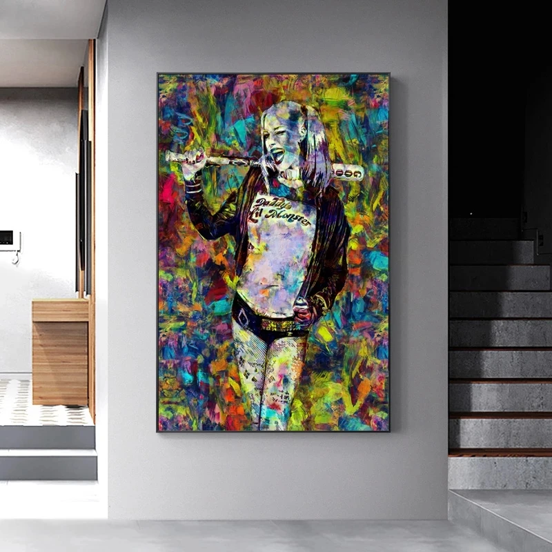 

Abstract Graffiti Art Movie Portrait Canvas Painting Cuadros Posters Print Wall Art for Living Room Home Decor Frame