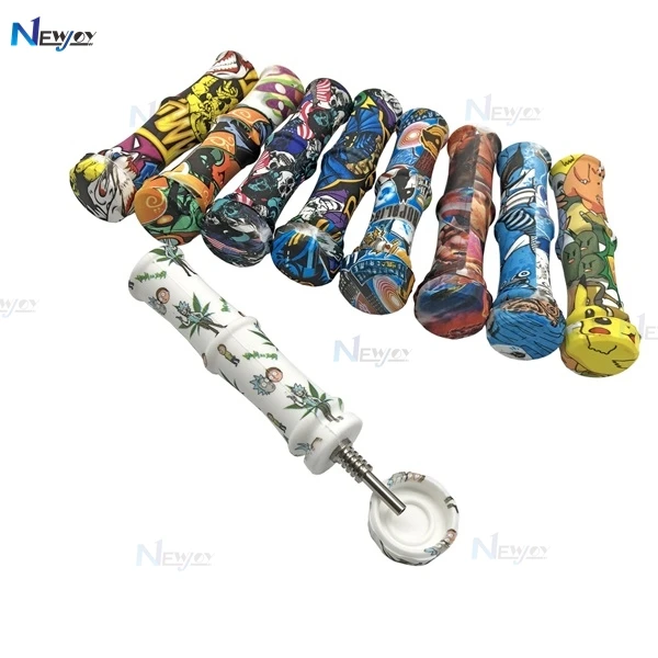 

Newjoy CR38 Dab Rig Portable Pipas-Para-Fumar-Cristal Dab Rig Honey Straw Dab Nector Collector Silicone Smoking Accessories, Mixed designs colors