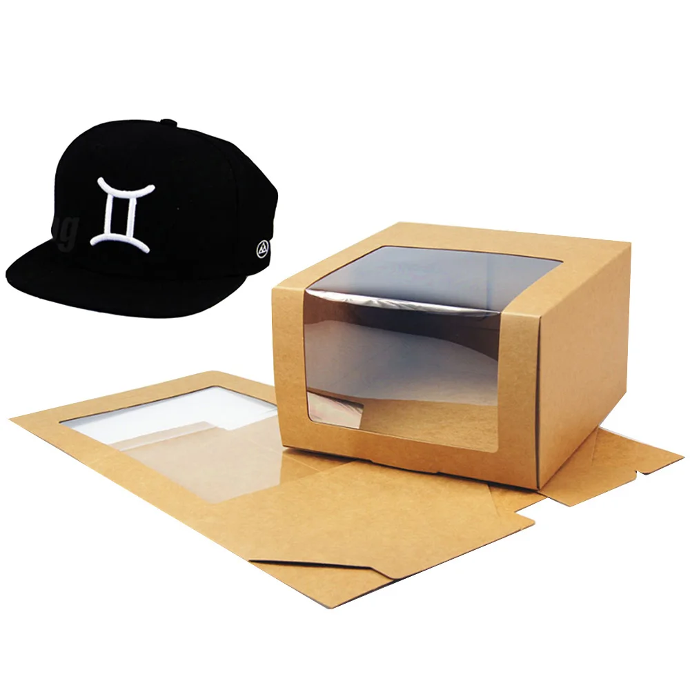 

Wholesale paper box for hat packaging custom LOGO sport baseball cap gift hat box packaging with clear PVC window