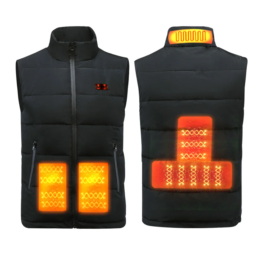 

Winter USB Connector battery electric heated cotton Vest Men Women Outdoor warming jacket with heating unisex, Black