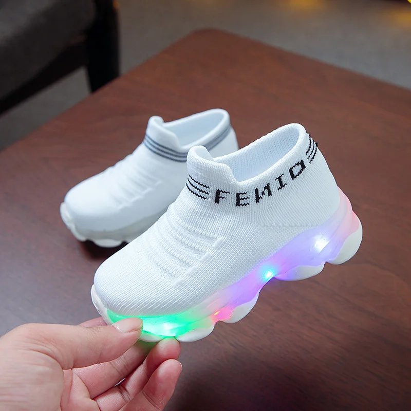 

Lighting Lights Laces Footwear Boys kids girls Man Sneakers Box Trainers Frozen Long flashing Led Shoes, Pantone color is available