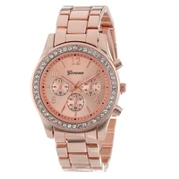 

New design Women Alloy Diamond stainless Steel Belt Watch(Rose Gold with Diamond