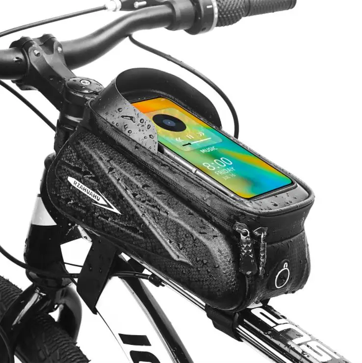 

Hot Sale Hard Shell Bicycle Bag Front Beam Bag Mountain Bike Mobile Phone Touch Screen Top Tube Bag, Black