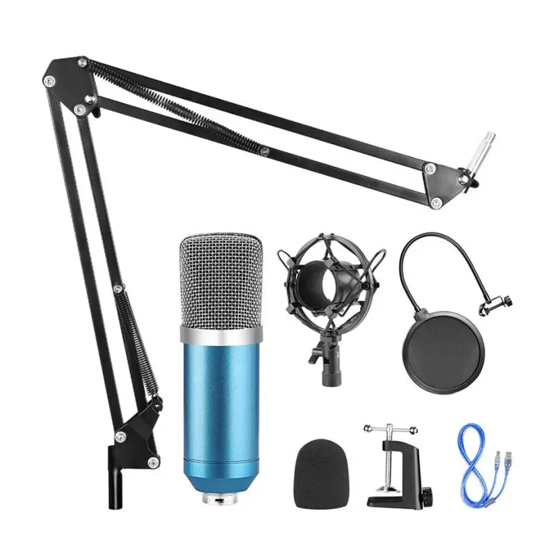 

GAM-800B Professional Condenser Microphone bm800 Audio Vocal recording for Computer karaoke Phantom power pop filter, Blue color
