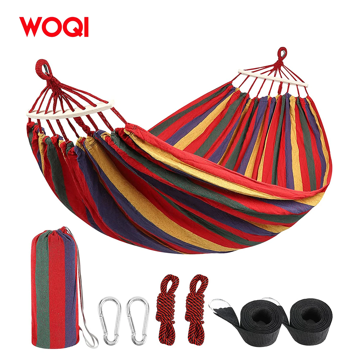 WOQI Portable Hammock With 2 Tree Straps Suitable for Camping Traveling Beach Outdoor Etc