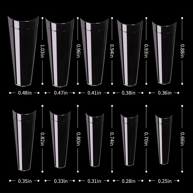 

Hot Selling French Coffin False Fingernails Acrylic Half Cover Nail Tips Ultra-thin Trace-Free Ballerina Trapezoidal Nails, Transparent and natural