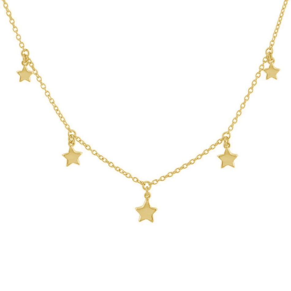 

925 sterling silver stars necklace for women fashionable high polish 18K gold plated Twinkle Stars Necklace