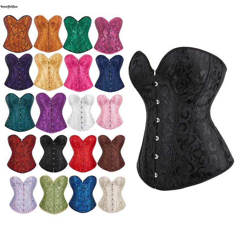 Black Bustier Corset Women Sexy Gothic Lace up Boned Overbust Waist Trainer
