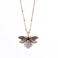 

xl01294c Lady Accessory Vintage Gold Insect Series Cute Animal Fancy Crystal Rhinestone Pearl Bee Necklace Long Collier Femme