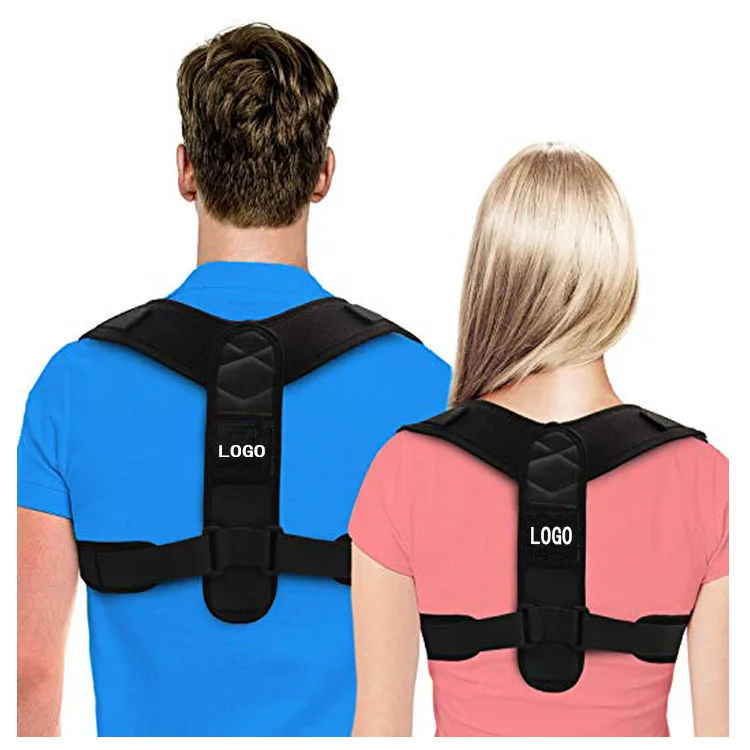 

OEM adjustable upper back brace posture corrector for women men, Black color