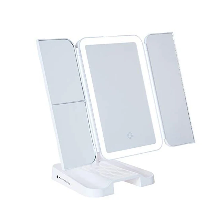 

Touch Sensor Switch Lighting Up Tri Folding Mirror