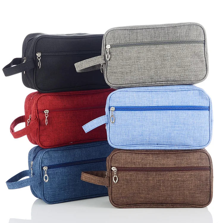 

Small MOQ Stock Plain Blank Logo Custom Mens Polyester Hanging Travel Toiletry Organizer Bag For Men