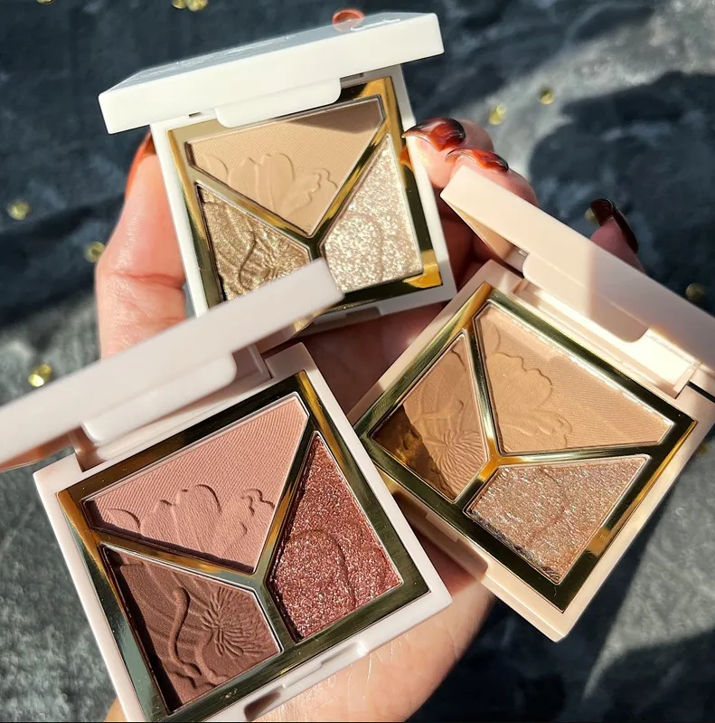 

HOJO unique design eyeshadow palette packaging new makeup 2021 Three dimensional flowers bronzer contouring eyeshadow