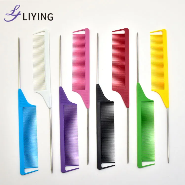 

Factory Sale Professional Plastic Hair Styling Cutting Parting Rat Tail Comb With Private Label